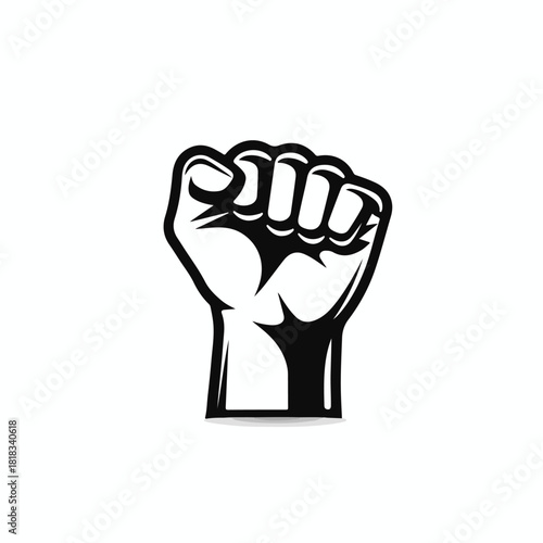 Bold Black and White Fist Symbolizing Strength and Solidarity