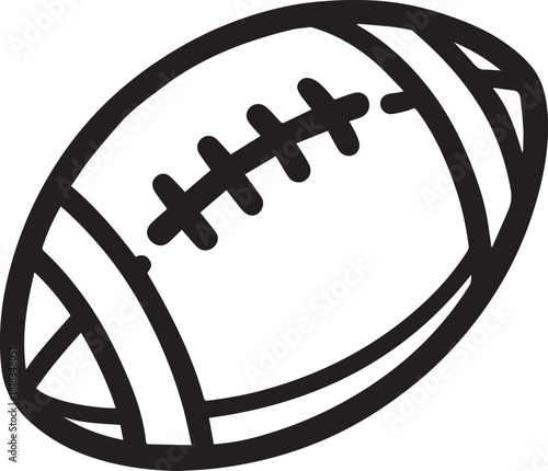 An abstract sketch of a football, emphasizing its unique shape and stitching, captures the essence of this dynamic sport, ready for game day.