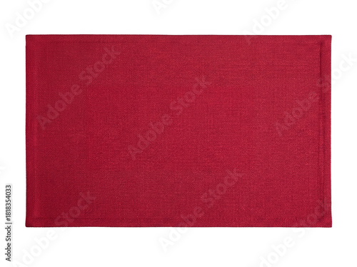 Tableau sur toile Red woven placemat isolated on transparent background PNG, textured table settin