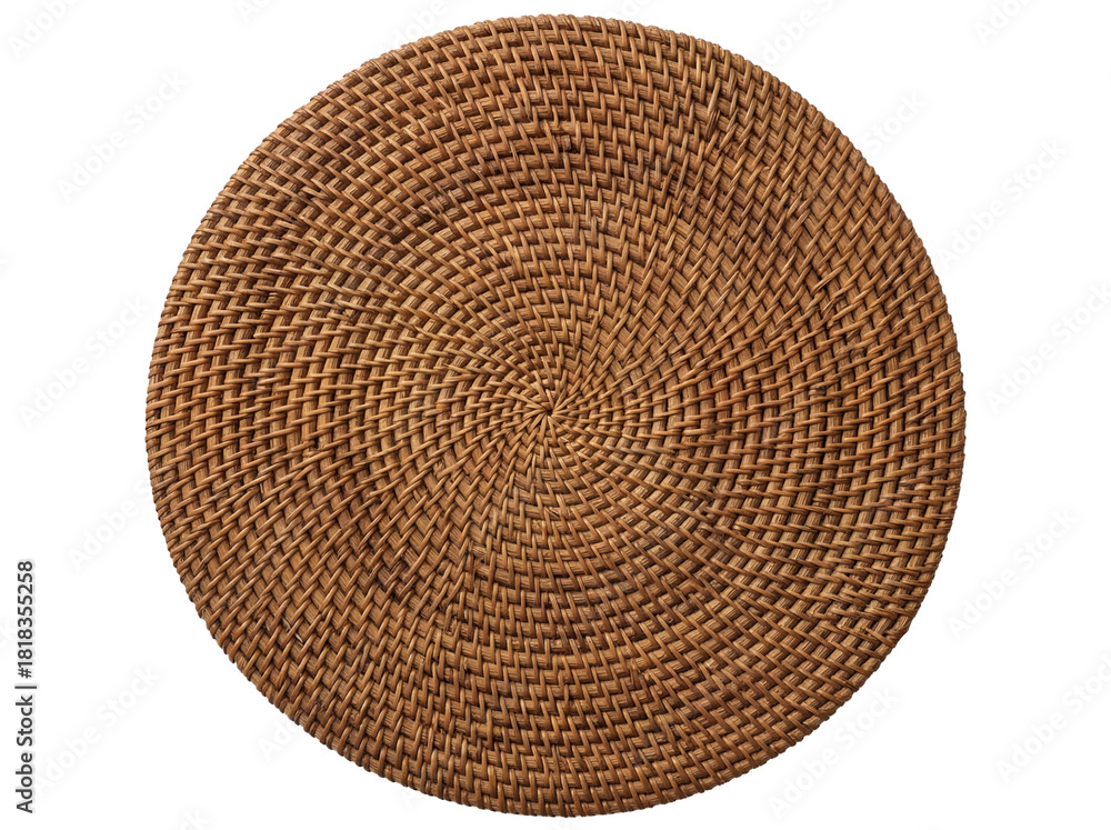 Ταπετσαρία Round woven placemat PNG isolated on transparent background, rustic brown wicker