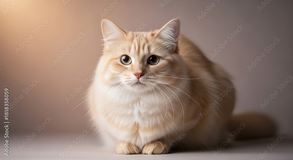 Fototapeta premium A young tabby cat stretching its body on a wooden floor with natural light