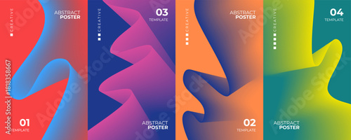 Abstract gradient waves set. Futuristic poster templates with vibrant wave patterns for creative graphic design. Vector illustration.	