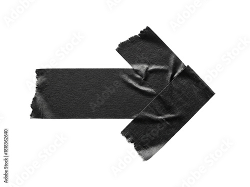 Obraz na plátne Black duct tape arrow isolated PNG, direction indicator made of adhesive tape on