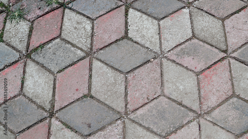 Obraz premium coble stone background,paving blocks texture,grey paving block granite, top view paving block, pattren paving block 