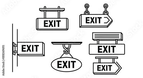 Find your way out with these stylish exit sign icon set designs