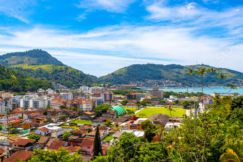 Angra dos Reis Brazil mountain city sea landscape panorama.