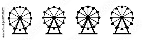 Ferris wheel icons set: amusement park carnival rides Vector