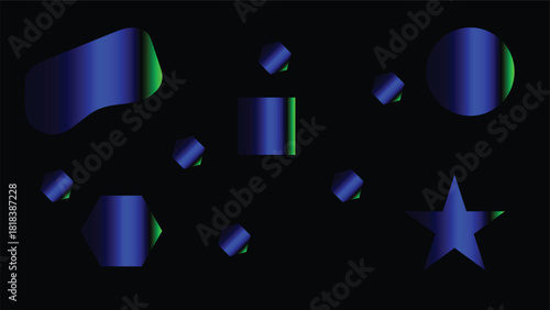 Abstract dark background with blue and green glowing light elements