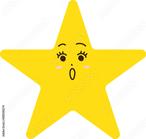 驚いた表情の星キャラクター（シンプルで可愛いリアクション素材）