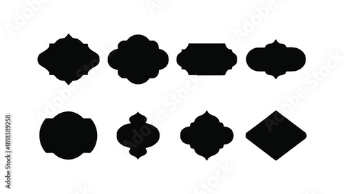 Collection of decorative islamic geometric shapes and frames