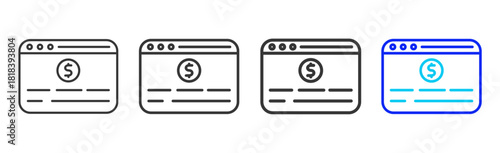 Expense Manager Icon Set Collection in Creative Outline Style for Finance Business Featuring Multiple Thickness Variations Perfect for Digital Products and Apps