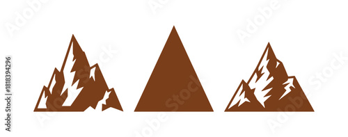 Stylized brown mountain peaks against a white background
