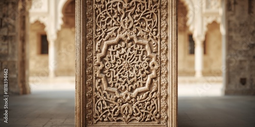 Carved stone pattern on tra...