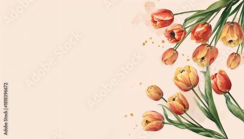 Watercolor red and yellow t...