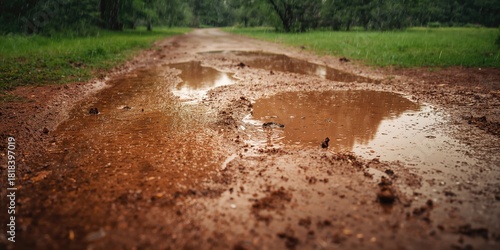 Wet soil and muddy ground t...