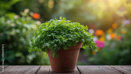 Cilantro plant grown in a c...