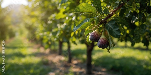 Figs hanging from lush gree...