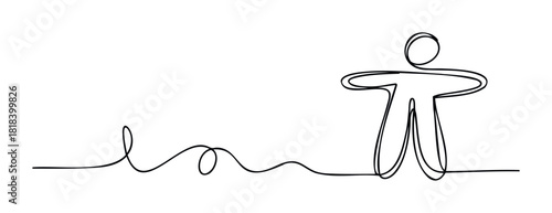 Simple continuous line drawing depicting a stylized human figure symbolizing connection journey or personal growth useful for business concepts educational materials and modern graphic
