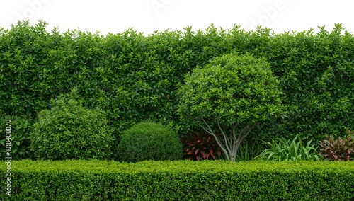Green tree wall fence, orna...