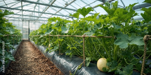Melon plants cultivated wit...