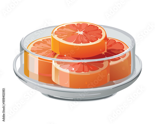 Individual Pink Grapefruit Tarts with a Flaky Crust and Orange Zest Garnish, served on a White Plate for a Light and Elegant Dessert - Vector Illustration