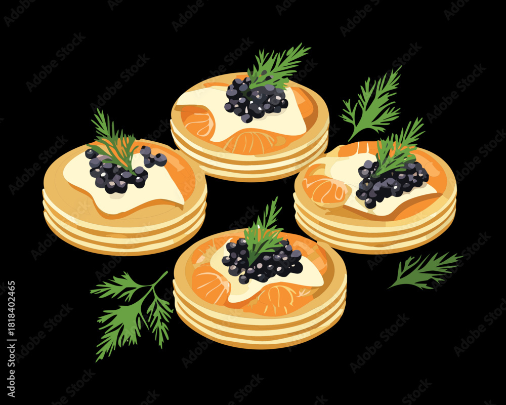 Φωτογραφία Appetizing set of small thick pancakes or blinis decorated with a dollop of sour