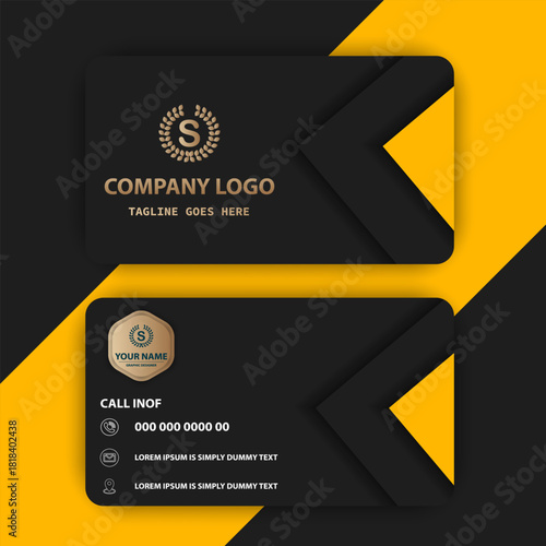 Modern Black & Gold Corporate Business Card Template