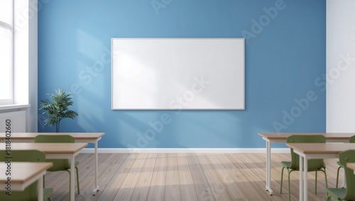 White boards and blue walls...