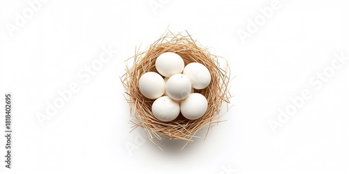 Group of eggs on a white ba...