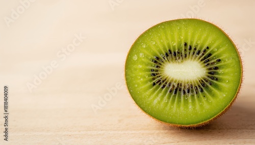 Half of a ripe kiwi fruit s...