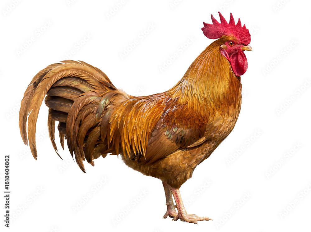 Φωτογραφία Majestic golden rooster PNG isolated on transparent background, farm animal with