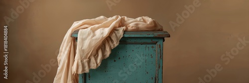 Fine beige fabric with ruff...