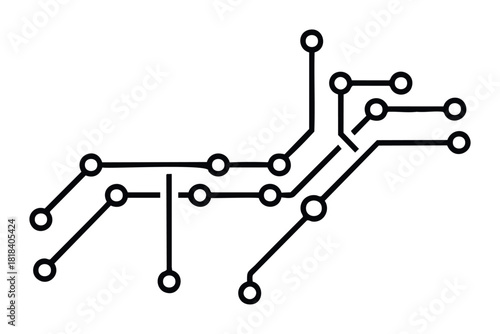 Modern digital network diagram featuring interconnected nodes and lines, perfect for technology presentations, data visualization, and abstract system concepts.