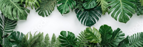 Tropical green leaves arran...