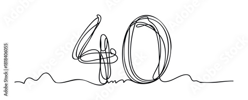 Minimalist black line drawing depicting the number forty, symbolizing age milestones, anniversaries, or special celebrations, ideal for greeting messages or event announcements.