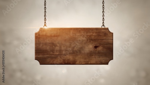 Wooden sign hanging on chai...