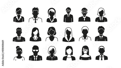 Diverse Team Vector Portraits of Professionals in Black and White