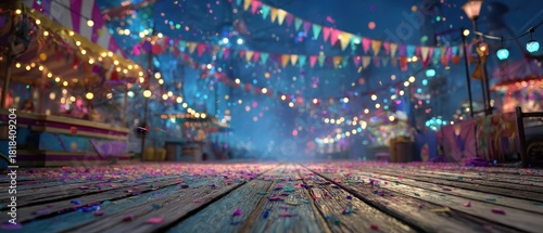 Vintage carousel spinning under a starry sky in vibrant colors