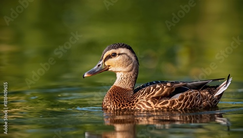 A duck swimming in a tranqu...