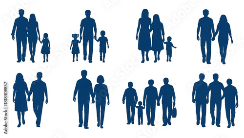 Conceptual depiction of family structures and diverse social groups, symbolizing unity and togetherness across generations
