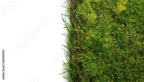 Green moss and grass on a w...