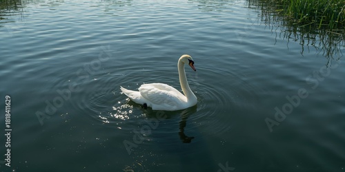 Swan with a shiny oil coati...