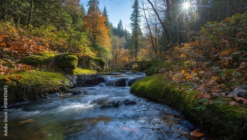 A peaceful forest stream fl...