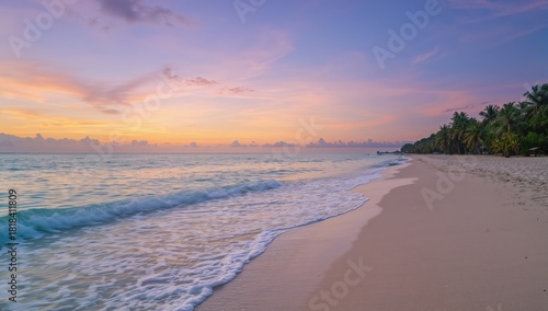 Tropical sunset scene with ...