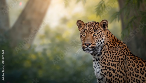 Leopard portrait emphasizin...