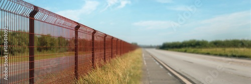 Wire fencing running alongs...