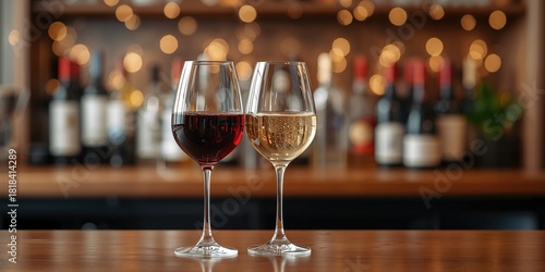 Two glasses of red and whit...