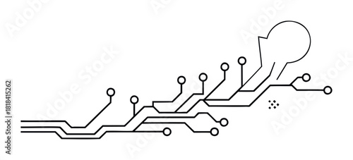 Abstract technology schematic with circuit lines and nodes representing connection and data flow for futuristic concepts and network visualization