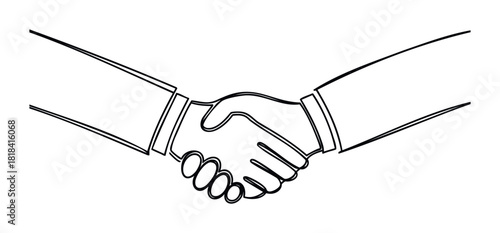 Two hands in a business handshake, symbolizing agreement and partnership for corporate success and professional collaboration opportunities.