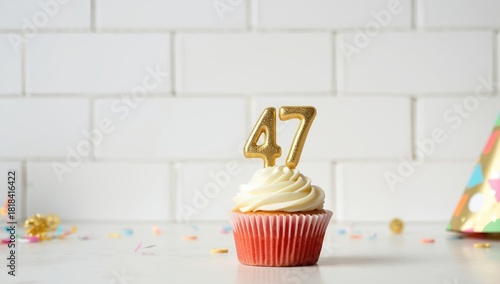 Golden birthday candle with...